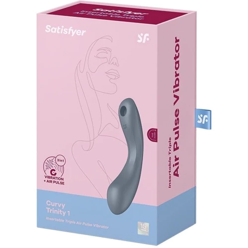 Вакуумний стимулятор із вібрацією Satisfyer Curvy Trinity 1 Bluegrey: Призначення Вакуумні