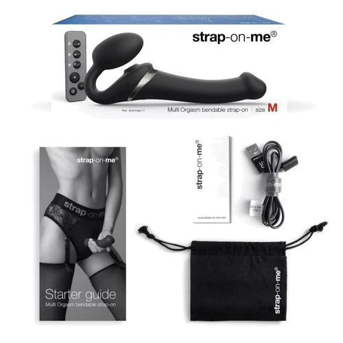 Безремневой вибрострапон с вакуумной стимуляцией Strap-On-Me MULTI ORGASM Black S: Наличие вибрации Есть