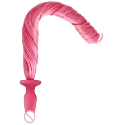 Анальна пробка з хвостиком Unicorn Tails Pastel, 8,4х3,2 см, рожевий