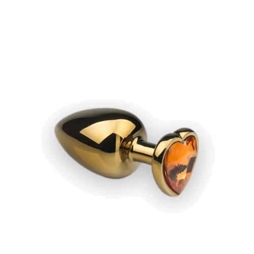 Анальний корок CRYSTAL Gold Heart Citrine, L