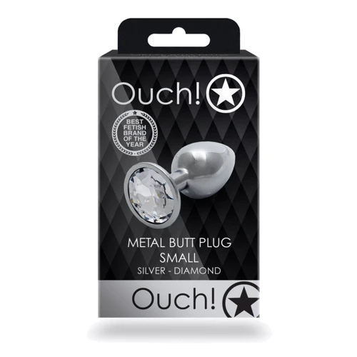 Металевий анальний затор Ouch! Heart Gem Silver - Diamond, S: Тип Анальные пробки