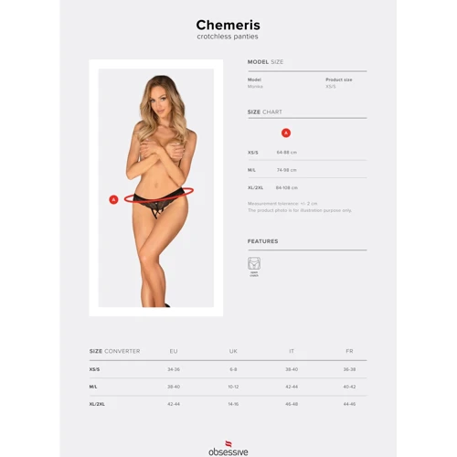Трусики Obsessive Chemeris crotchless panties Вlack, M/L: Країна-виробник товару Польша