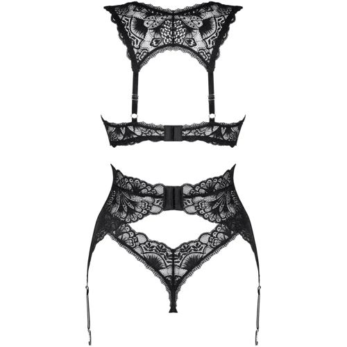 Комплект белья Obsessive Donna Dream 3-pcs set XS/S Black: Узор Однотонный