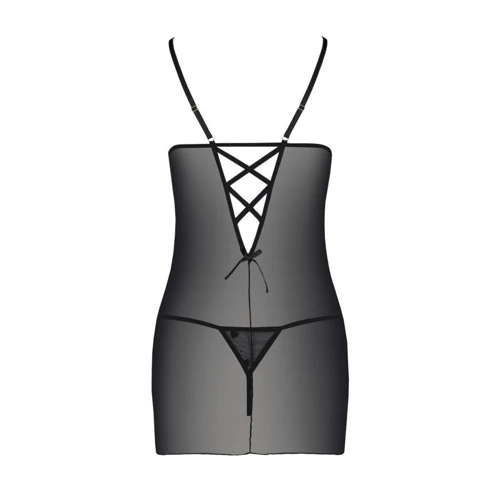 Эротический комплект Passion LOVELIA CHEMISE black L/XL: Декор Шнуровка, Бант