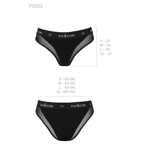 Трусики с прозрачной вставкой Passion PS002 PANTIES black, size XL: Декор Вышивка