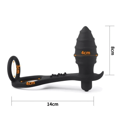 Анальная пробка с эрекционным кольцом и вибрацией LoveToy Ass Rasca Prostate Plug Combo Vibrating Black: Тип Анальные пробки