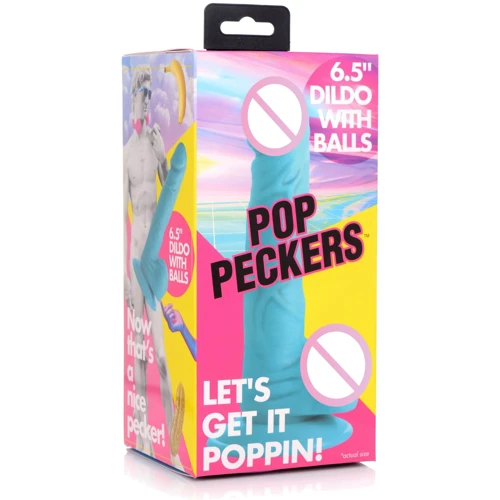 Фаллоимитатор Pop Peckers 6.5" Dildo With Balls Blue: Мошонка Есть