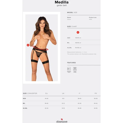 Пояс для чулок Obsessive Medilla garter belt XL/2XL: Применение На талию