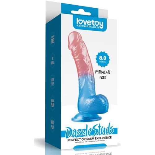 Фаллоимитатор LoveToy Dazzle Studs 8'' (розово-голубой): Назначение Вагинальные