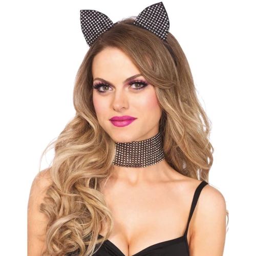 Набір аксесуарів Leg Avenue Cat ear headband & choker set Black