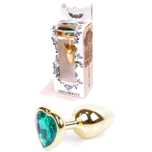 Анальная пробка с кристаллом BOSS of TOYS Boss Series - Jewellery Gold Heart PLUG Green S, BS6400042