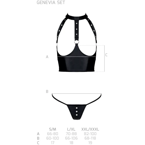 Комплект белья с открытой грудью Passion GENEVIA SET WITH OPEN BRA Black S/M: Вид Комплекты