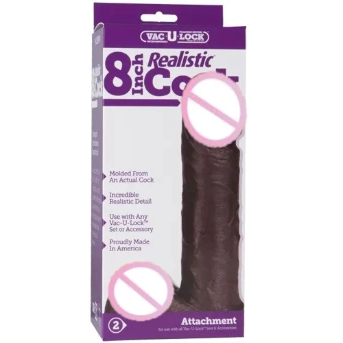 Doc Johnson Vac-U-Lock™ 8 Realistic Chocolate - насадка-фаллоимитатор с мошонкой: Тип Реалистичные