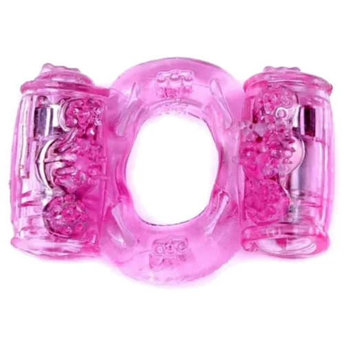 Эрекционное вибро кольцо BOSS Vibrating Cock Ring Double Pink, BS6700033