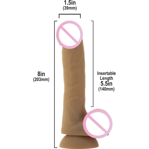 Гибкий фаллоимитатор на присоске ADDICTION - ANDREW 8″ Silicone Dong - Caramel + вибропуля: Тип Реалистичные