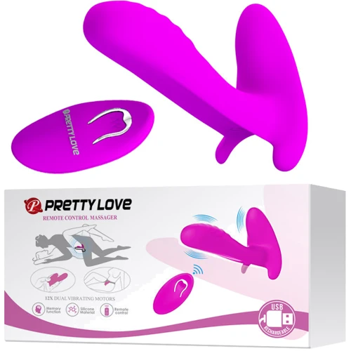Вибробабочка с стимулятором клитора PRETTY LOVE - Remote Control Massager, BI-014850W