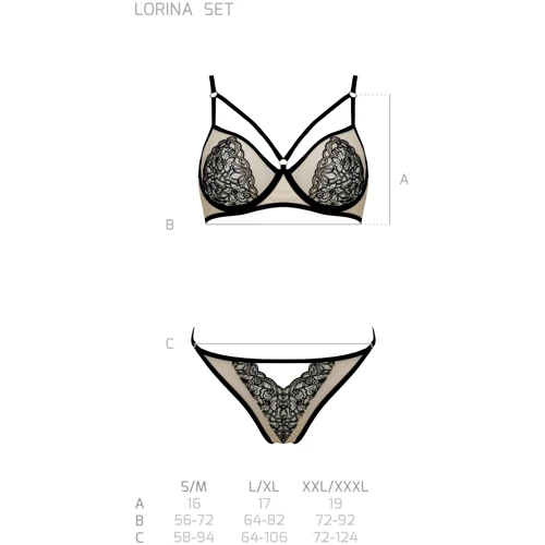 Комплект Passion LORINA SET beige L/XL: Декор Кружево