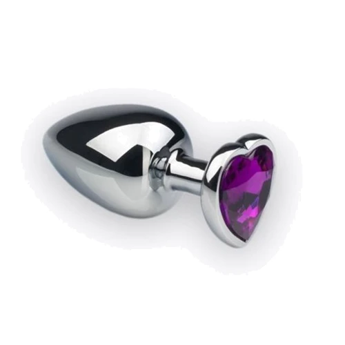 Анальна пробка, Silver Heart Amethyst, L