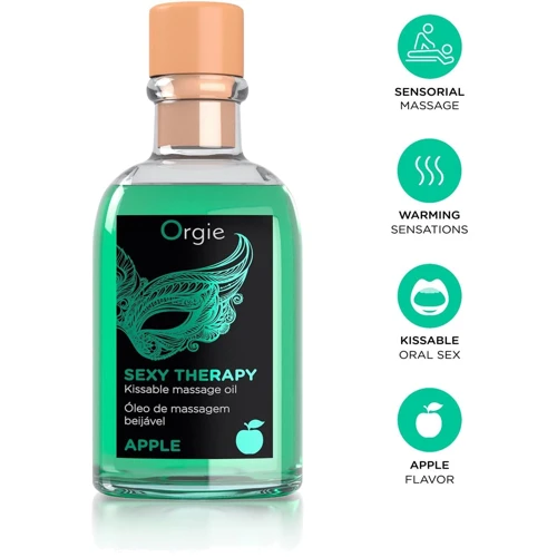 Набор для массажа Orgie – Sexy Therapy Apple (100 мл), съедобное разогревающее масло + перышко: Объем, мл 100