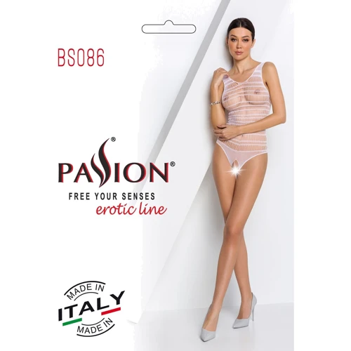 Бодістокінг Passion BS086 white: Візерунок Однотонный