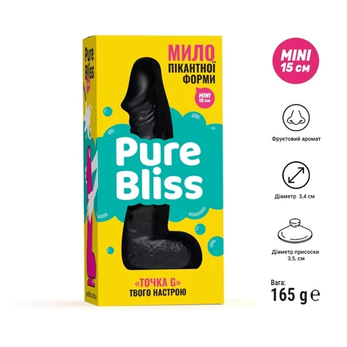 Крафтове мило-член з присоскою Pure Bliss MINI Black, натуральне фото 6