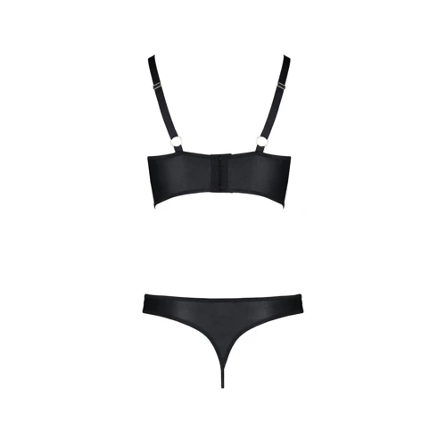 Комплект з еко-шкіри Passion Malwia Bikini black XXL/XXXL: з люверсами та ремінцями, бра та трусики: Для кого Для женщин