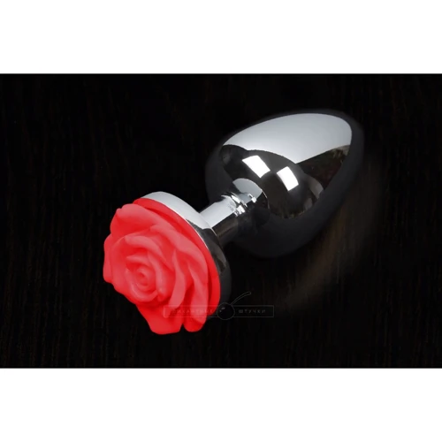 Пикантные Штучки Rose Small - маленькая анальная пробка, 6х3 см, красный