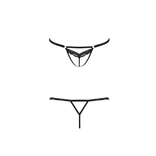 Откровенные трусики-стрепы с кружевом SOLON THONG black S/M - Passion Exclusive: Для кого Для женщин