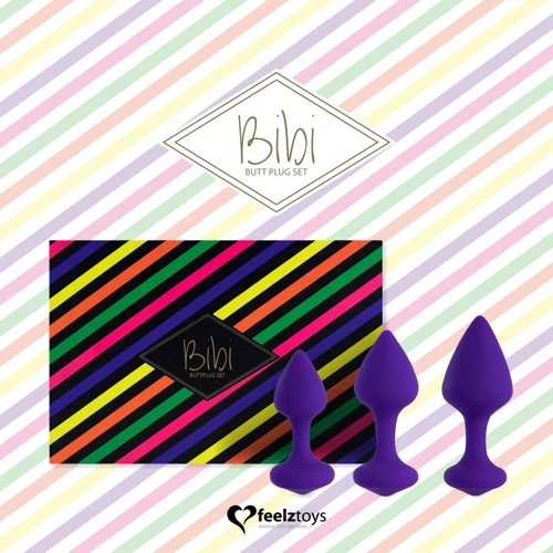 Набор силиконовых анальных пробок FeelzToys - Bibi Butt Plug Set 3 pcs Purple: Материал Силикон