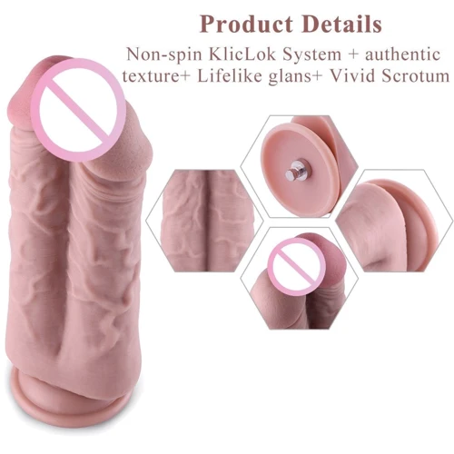 Подвійний дилдо для секс-машин Hismith 8.5” Two Cocks One Hole Silicone Dildo: Діаметр, см 7