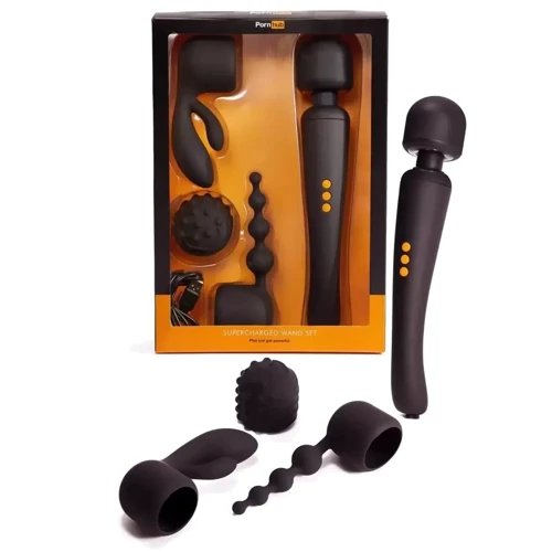 Вібромасажер з насадками Pornhub Supercharge Wand Set: Діаметр, см 4.5