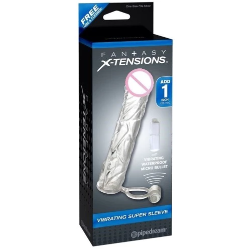 Вибронасадка для увеличения члена Fx Vibrating Super Sleeve, +2,5 см: Наличие вибрации Есть