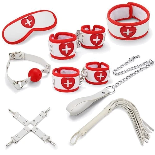 Набор для БДСМ игр sLash BDSM-NEW PVC Nurse Bondage Set, White