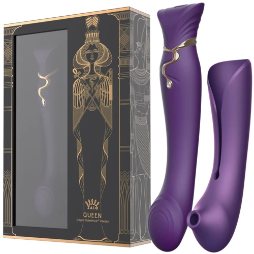 Смартвибратор 3в1 Zalo - Queen Twilight Purple, пульсирующая жемчужина и вакуум, кристалл Swarovski фото 8