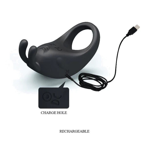 Кільце ерекційне серії Pretty Love - RABBIT VIBRATOR, BI-210152: Колір чорний