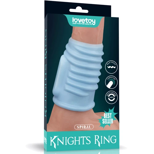 Насадка на пенис с вибрацией LoveToy Knights Ring Vibrating Wave Blue: Наличие вибрации Есть