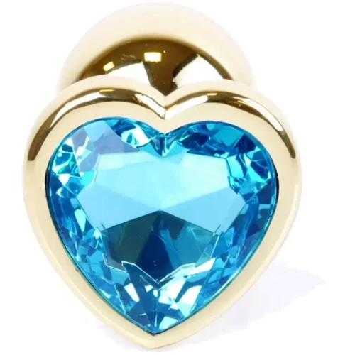 Анальная пробка с кристаллом BOSS of TOYS Boss Series - Jewellery Gold Heart PLUG Light Blue S, BS6400040 фото 7