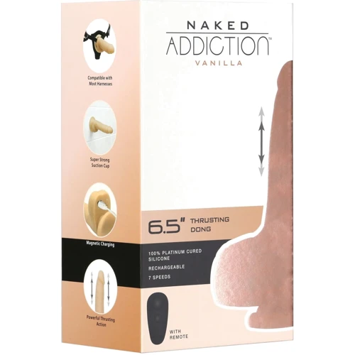 Фаллоимитатор с пульсацией Naked ADDICTION 6.5" Thrusting Dong With Remote: Диаметр, см 3.4