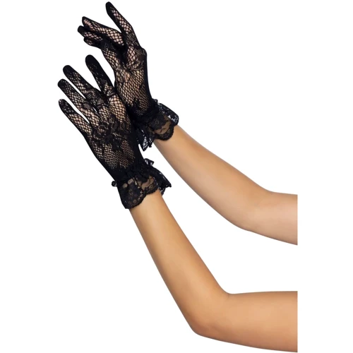 Перчатки Leg Avenue Floral lace wristlength gloves Black: Вид Перчатки