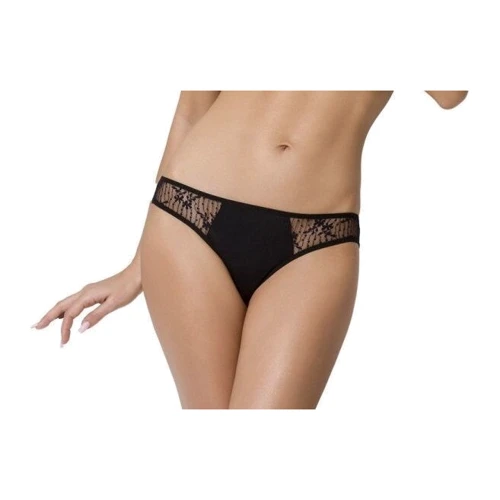 Трусики-слипы с кружевной сеточкой Dina Thong black L/XL - Passion