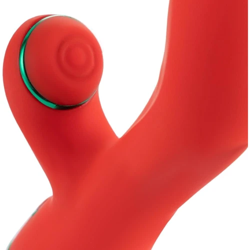 Вибратор-кролик с флоггером LOCKINK Sevanda Whip Vibrating Massage Wand - Red & Green: Диаметр, см 3.7