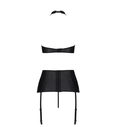 Комплект с имитацией шнуровки Nancy Set black 6XL/7XL - Passion топ, трусики и пояс для чулок: Для кого Для женщин