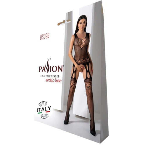 Бодістокінг із плетінням на грудях Passion BS099 One Size black: Фасон Бесшовные