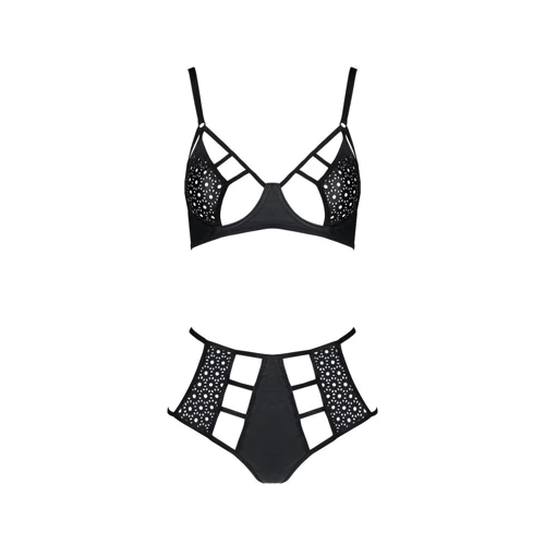 Комплект из эко-кожи Passion Tamaris Set black S/M: бюстгальтер и трусики с перфорацией: Материал Полиуретан