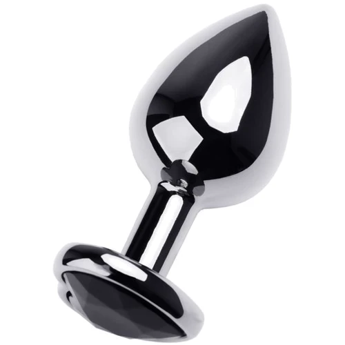 Анальна пробка із кристалом Toyfa Metal Silver anal plug black gem