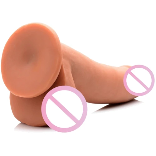 8 Inch Ultra Real Dual Layer Suction Cup Dildo - Medium Skin Tone - фалоімітатор 18x5 см, тілесний: Наявність вібрації  немає