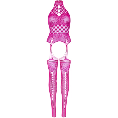 Мереживний бодістокінг Leg Avenue High neck lace bodystocking One size Raspberry: Застосування На тело