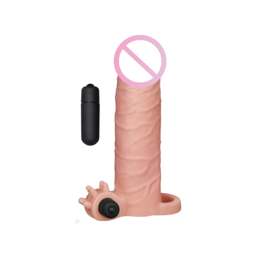 Подовжуюча насадка з вібрацією Add 2" Vibrating Penis Sleeve, Flesh