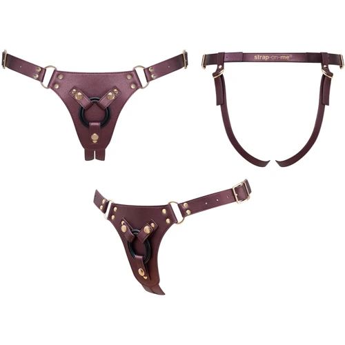 Трусики для страпона Strap-On-Me Leatherette Harness Generous - One Size - Aubergine фото 4