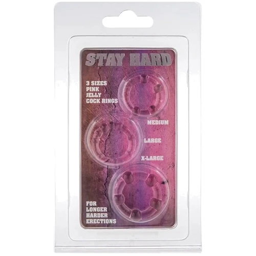 Набор из 3 шт эрекционных колец STAY HARD - Three Rings Pink, 3000004691